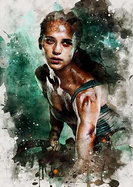 Lara Croft Watercolor Portrait