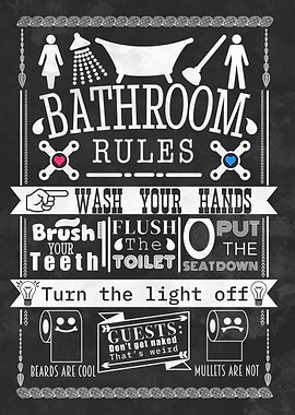 Bathroom Rules Chalkboard Sign