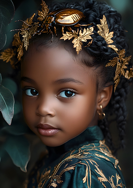 Young Girl with Golden Beetle Crown