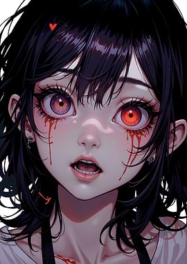 Anime Girl with Blood Tears