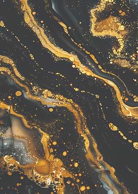 Abstract Gold and Black Marble