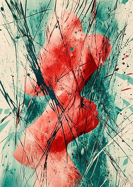 Abstract Red and Green Art