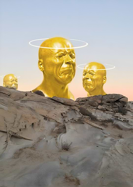 Golden Heads on a Cliff