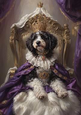Royal Canine Majesty: A Regal Portrait of a Dog on Throne