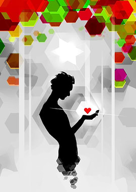 Silhouette Holding Heart