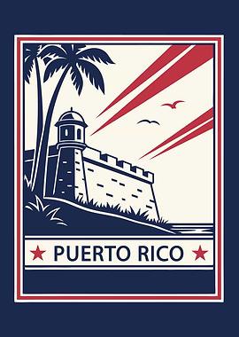 Puerto Rico Fort & Palm Trees