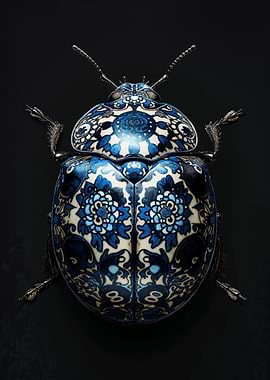 Blue and White Beetle