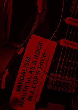 Red Electric Guitar with Sticker