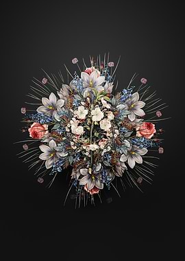 Vintage Pear Tree Wreath Floral Mandala Art