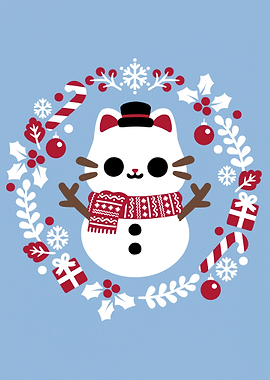 Cat Snowman Christmas