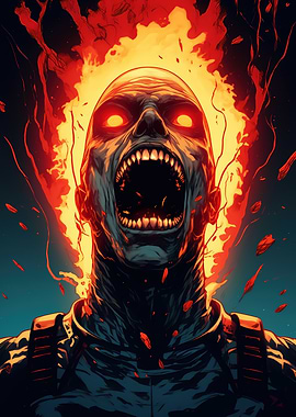 Fire Zombie Illustration