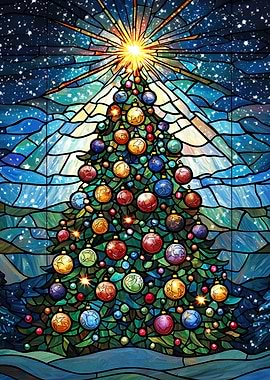 Stained Glass Christmas Tr