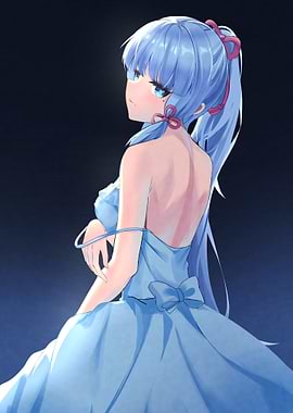 Anime Girl in Blue Dress