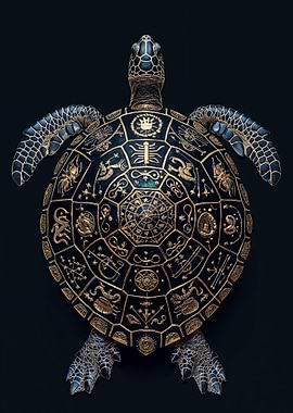 Golden Turtle with Symbols
