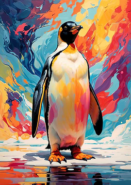Colorful Emperor Penguin Vivid Instincts