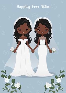 Cute Lesbian Wedding Illustration