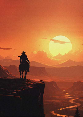 Lone Rider Sunset