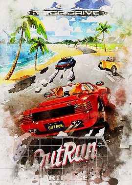 OutRun Arcade Game Art