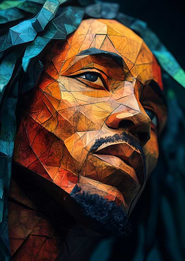 Bob Marley Low Poly Portrait