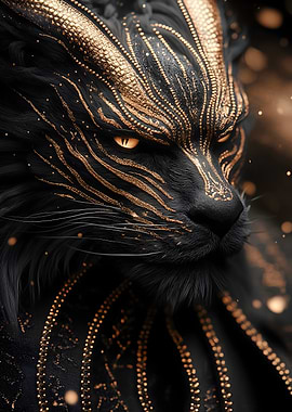 Black Dragon with Gold Accents