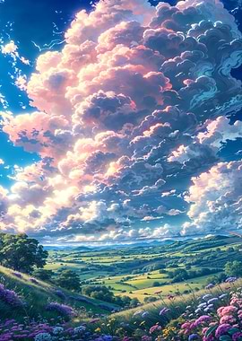 Dreamy Floral Sky Landscape
