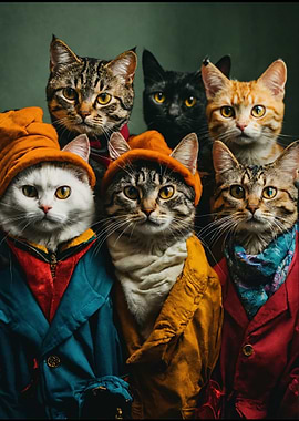 Cats in Coats Portrait