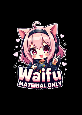 Waifu Material Only Chibbi Gamergirl