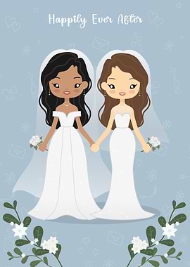 Cute Lesbian Wedding Illustration