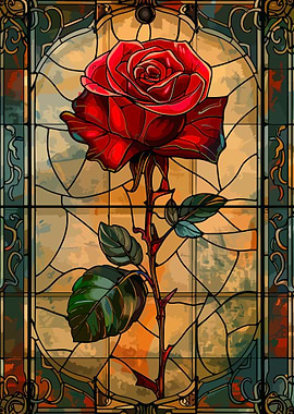 Stained Glass Rose Flower