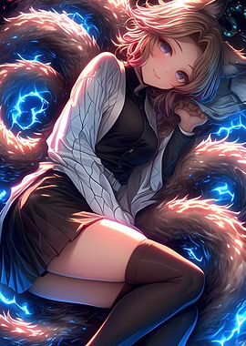 Anime Girl with Nine Tails