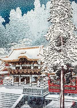 Snowy Temple in Japan