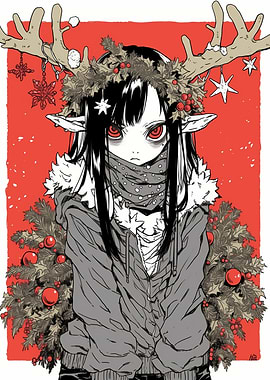 Christmas Elf with Red Eyes