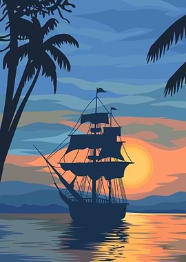 Sunset Sailboat