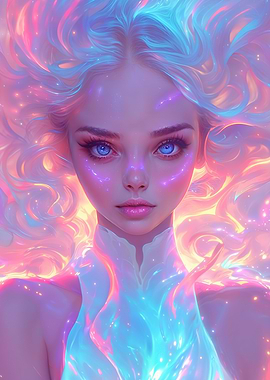 Digital Art - Woman with Blue Hair