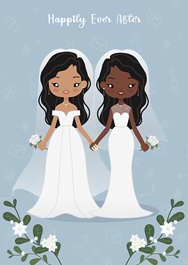 Cute Lesbian Wedding Illustration