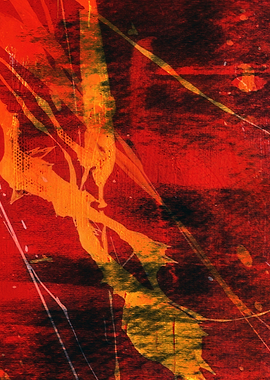 Abstract Red and Gold Painting