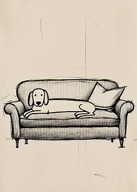 Dog on Couch Sketch