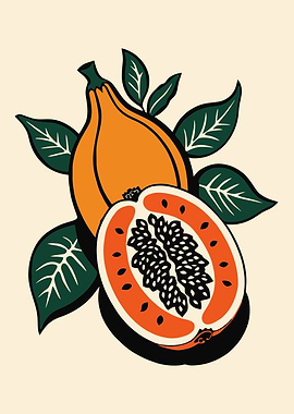 Papaya Fruit Illustration
