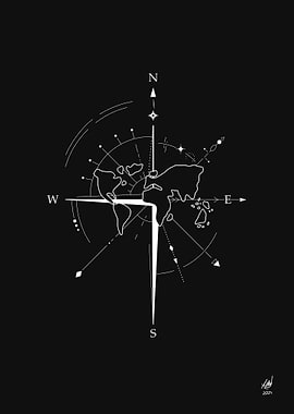 World Compass Minimalist Art