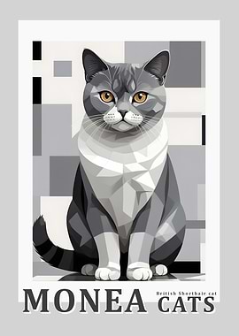 Abstract British Shorthair Cat Portrait