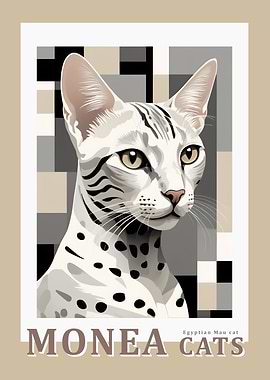 Abstract Egyptian Mau Cat Portrait