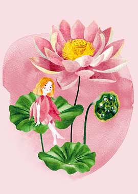 Fairy and Lotus Flower