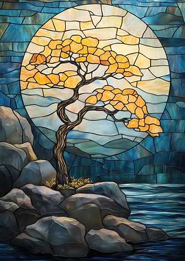 Stained Glass Tree & Moon