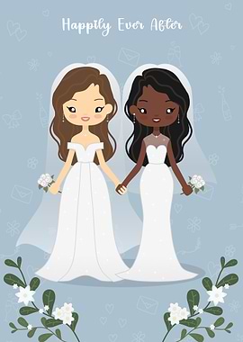 Cute Lesbian Wedding Illustration