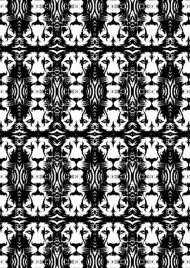 Lion Face Pattern Black and White