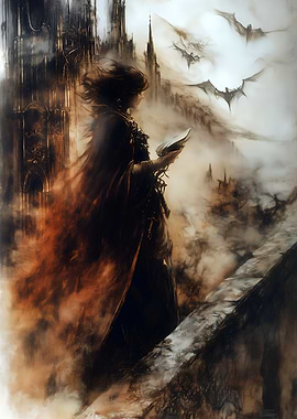 Gothic Figure with Bats