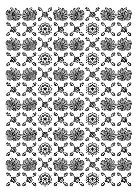 Batik Jambi Black and White Floral Pattern