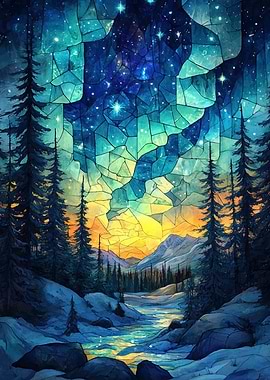 Stained Glass Night Sky