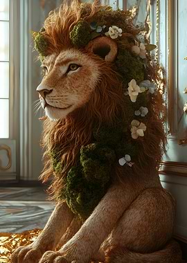 Lion with Floral Crown