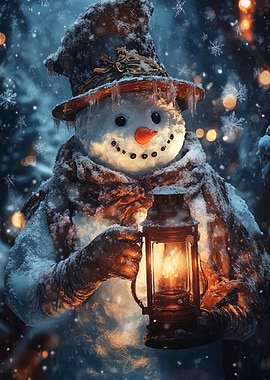 Snowman with Lantern